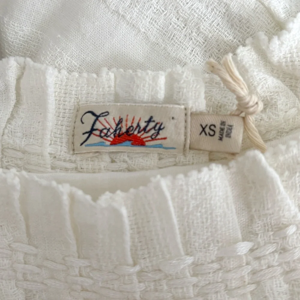 Faherty Annabelle Whisper White Organic Cotton Dress Size XS NWT